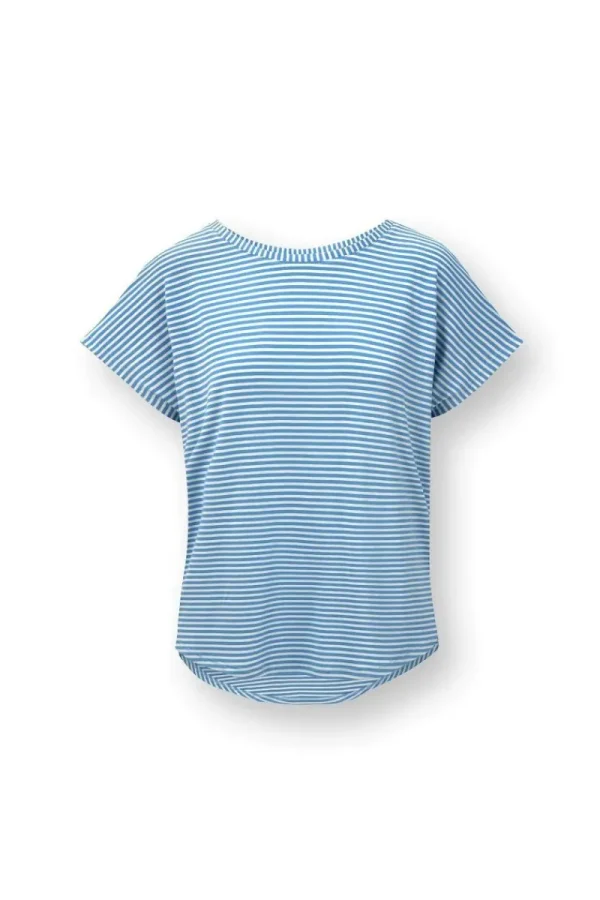 Online Pip Studio Tatum Top Kurze Ärmeln Little Sumo Stripe Blau