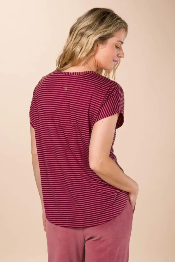 Outlet Pip Studio Tatum Top Kurze Ärmeln Little Sumo Stripe Rot Rosa