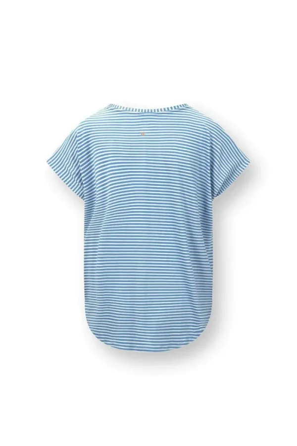 Online Pip Studio Tatum Top Kurze Ärmeln Little Sumo Stripe Blau