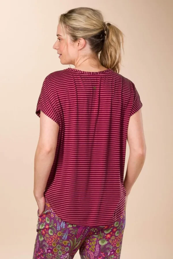 Outlet Pip Studio Tatum Top Kurze Ärmeln Little Sumo Stripe Rot Rosa