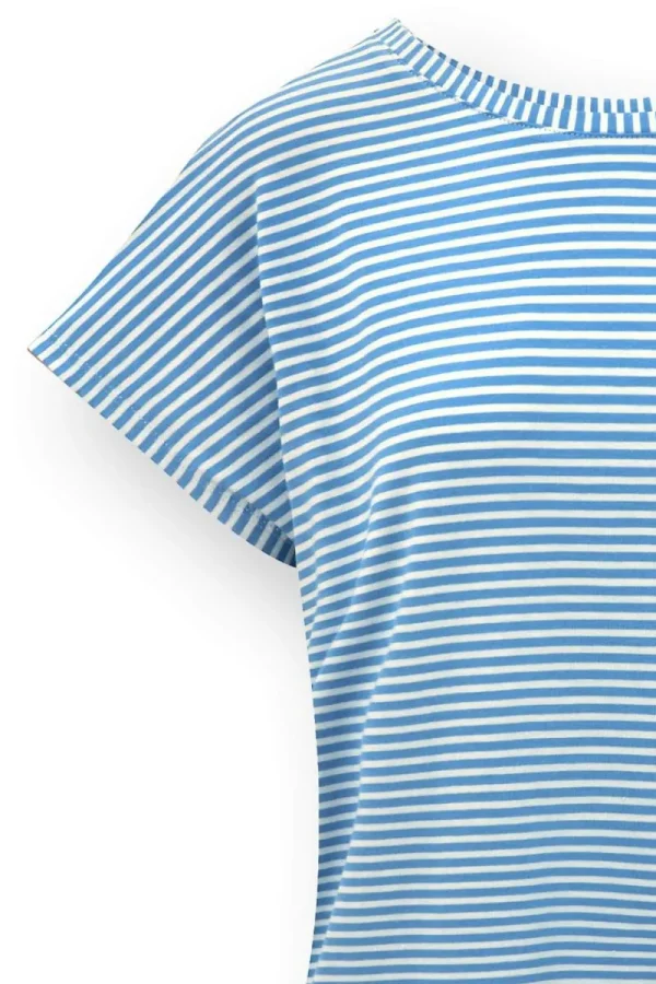 Online Pip Studio Tatum Top Kurze Ärmeln Little Sumo Stripe Blau