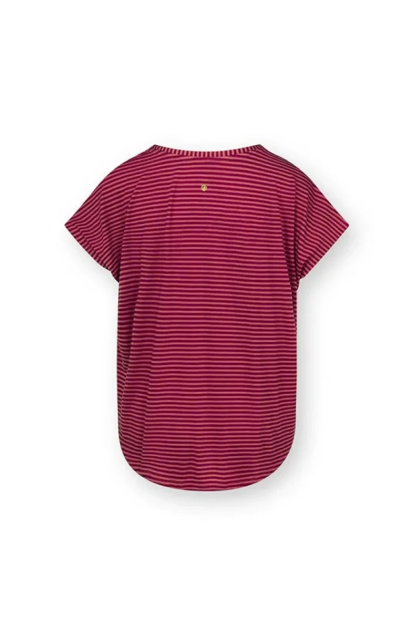 Outlet Pip Studio Tatum Top Kurze Ärmeln Little Sumo Stripe Rot Rosa