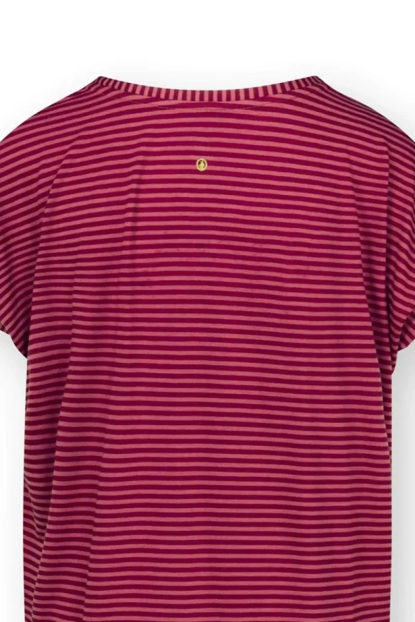 Outlet Pip Studio Tatum Top Kurze Ärmeln Little Sumo Stripe Rot Rosa