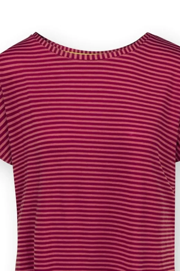 Outlet Pip Studio Tatum Top Kurze Ärmeln Little Sumo Stripe Rot Rosa