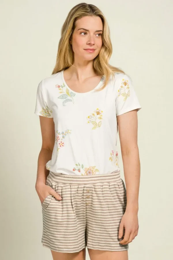 Discount Pip Studio Tilly Top Kurze Ärmeln Blossom Chique Weiss