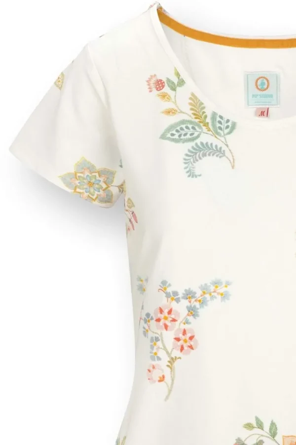 Discount Pip Studio Tilly Top Kurze Ärmeln Blossom Chique Weiss