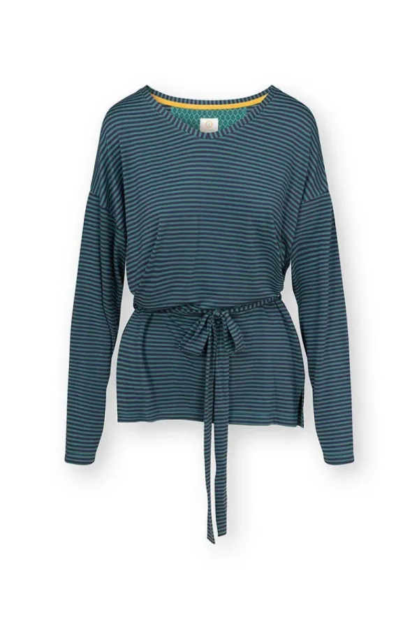 Hot Pip Studio Timberly Top Lange Ärmeln Little Sumo Stripe Blau Grün