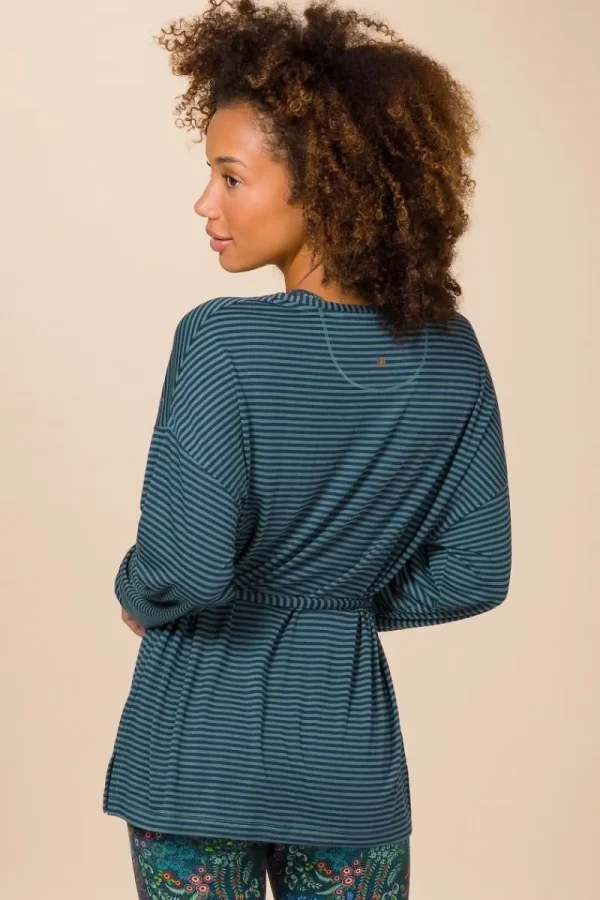 Hot Pip Studio Timberly Top Lange Ärmeln Little Sumo Stripe Blau Grün