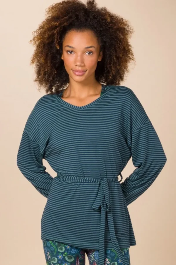 Hot Pip Studio Timberly Top Lange Ärmeln Little Sumo Stripe Blau Grün