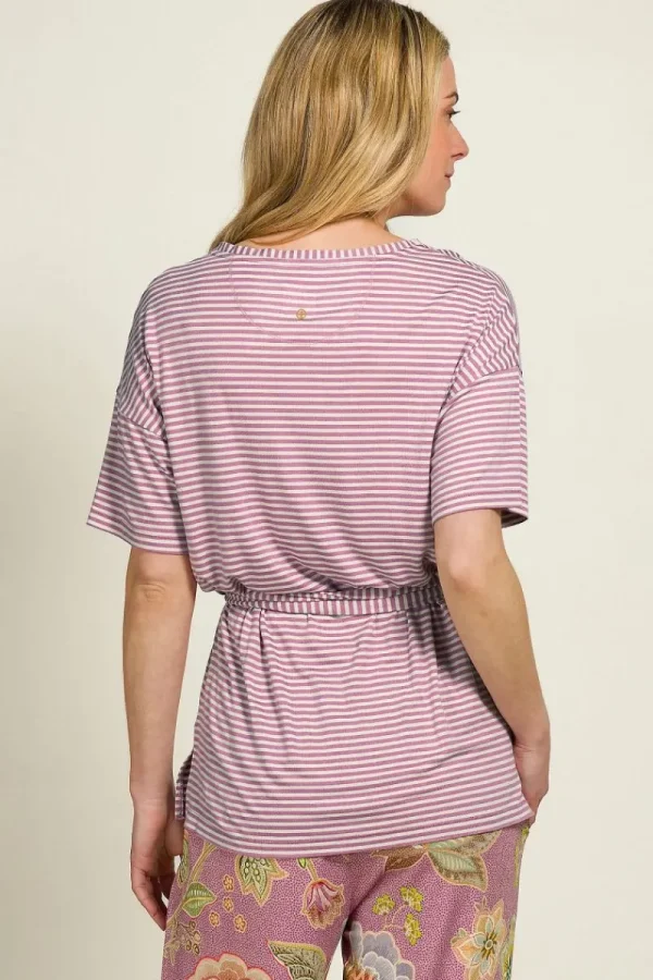 New Pip Studio Tonya Top Kurze Ärmeln Little Sumo Stripe Lila Violett