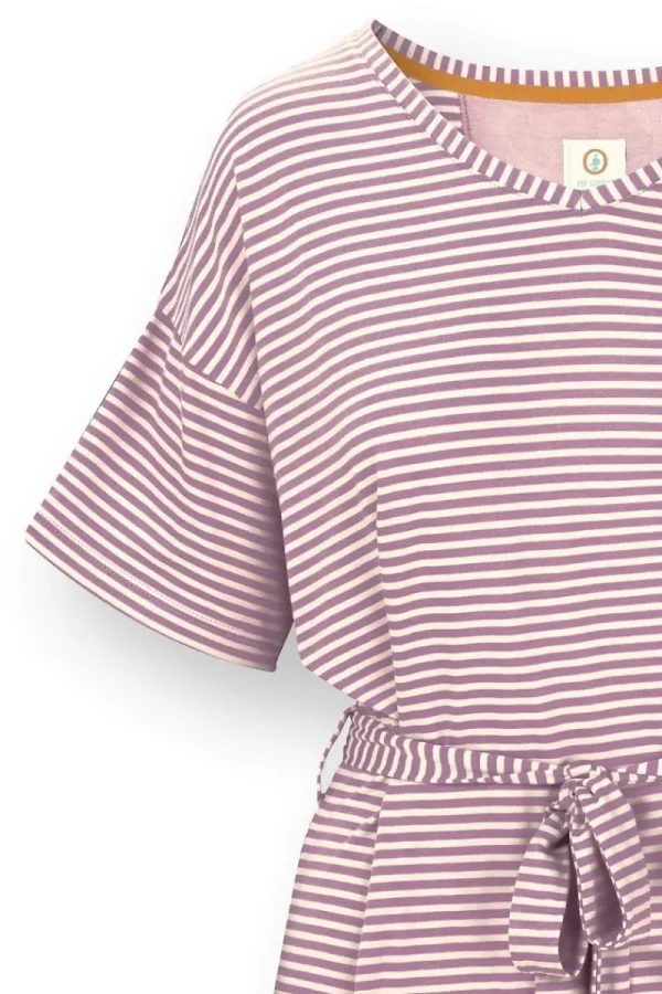 New Pip Studio Tonya Top Kurze Ärmeln Little Sumo Stripe Lila Violett