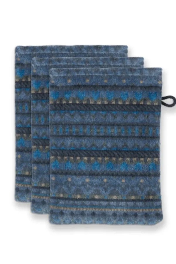 Best Sale Pip Studio Waschlappen Set/3 Geometric Print Dunkel 16x22cm Blau