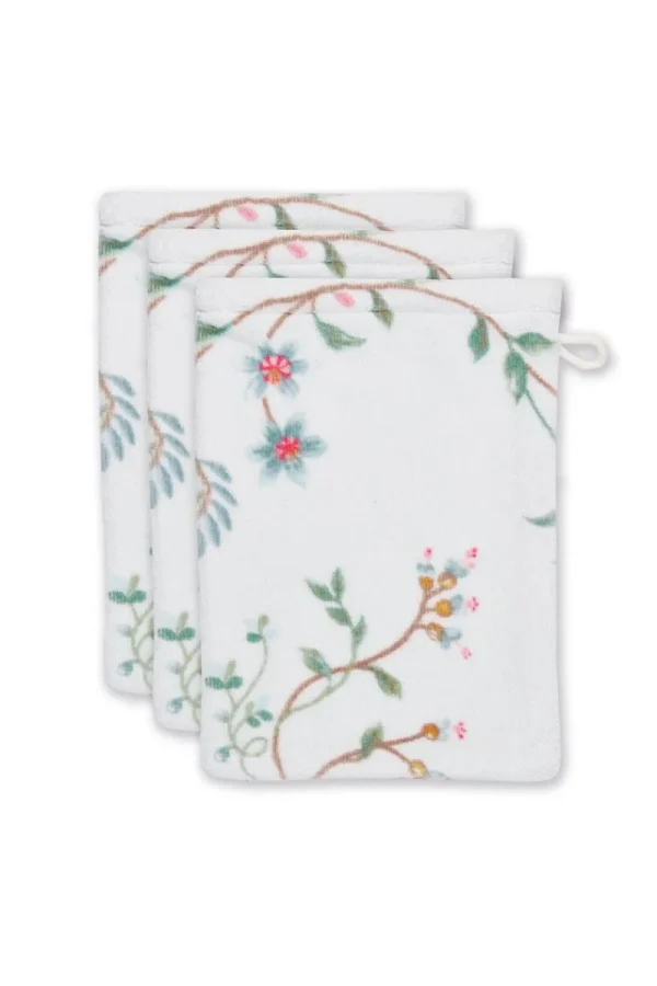 Flash Sale Pip Studio Waschlappen Set/3 Les Fleurs 16x22 cm Weiß