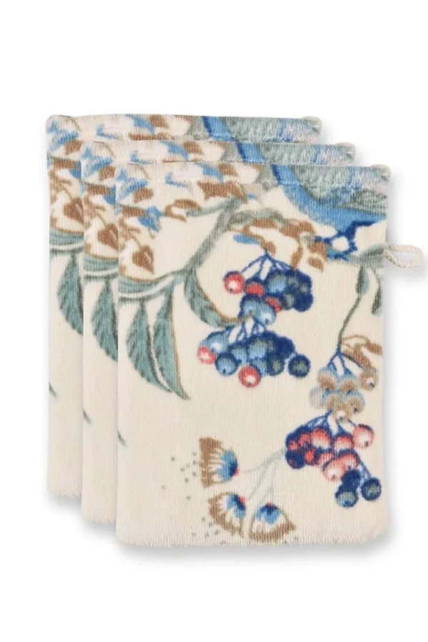 Sale Pip Studio Waschlappen Set/3 Secret Garden Weiß/ 16x22cm Blau