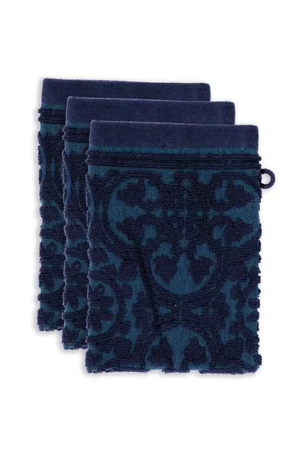 Outlet Pip Studio Waschlappen Set/3 Tile de Pip Dunkel 16x22 cm Blau